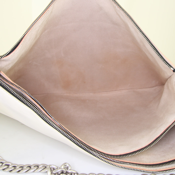 Céline Trio pouch in powder pink, black and white leather - Detail D3