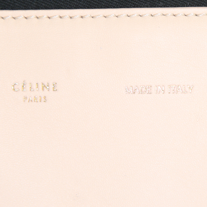 Céline Trio pouch in powder pink, black and white leather - Detail D4
