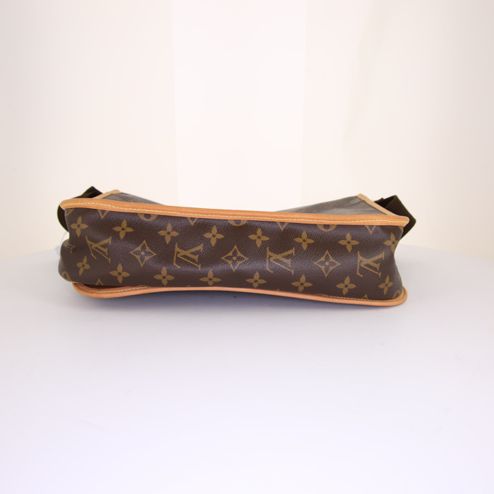 Borsa a tracolla Louis Vuitton Bosphore Messenger in tela monogram cerata marrone e pelle naturale - Detail D4