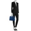 Dior Open Bar shopping bag in blue leather - Detail D1 thumbnail
