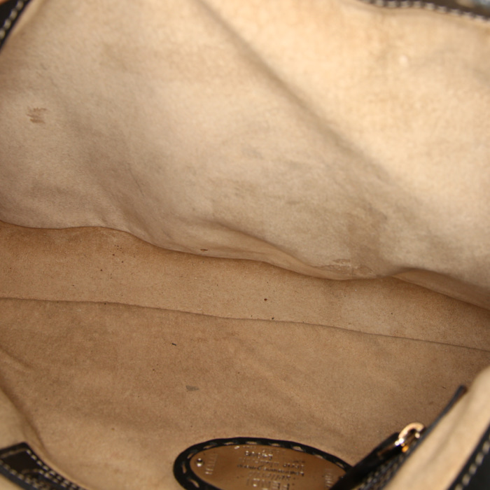 Borsa da spalla o a mano Fendi Selleria in pelle martellata nera - Detail D2