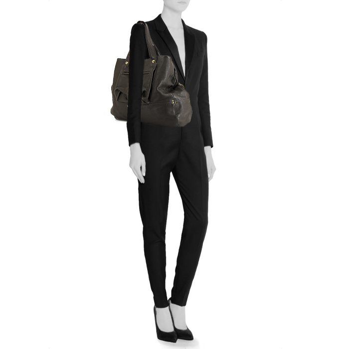 Jerome Dreyfuss Billy L shopping bag in grey leather - Detail D1