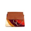 Chloé Faye medium model shoulder bag in multicolor suede and brown leather - 360 thumbnail