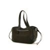 Prada Jacquard handbag in khaki logo canvas and dark brown leather - 00pp thumbnail