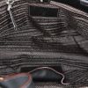 Bolso de mano Prada Jacquard en lona monogram caqui y cuero marrón oscuro - Detail D2 thumbnail