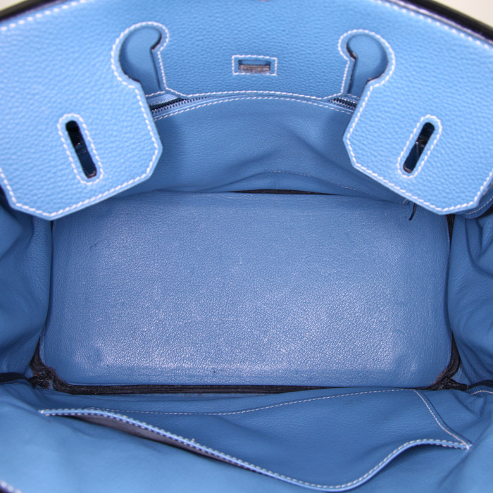 Borsa Hermes Birkin 30 cm in pelle togo blu - Detail D3