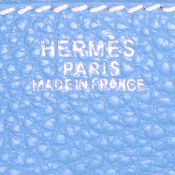 Bolso de mano Hermes Birkin 30 cm en cuero togo azul - Detail D4