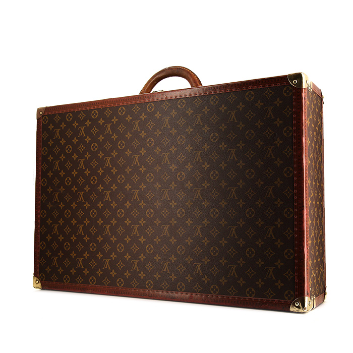 Louis Vuitton Bisten rigid suitcase in monogram canvas and brown lozine (vulcanised fibre) - Detail D1