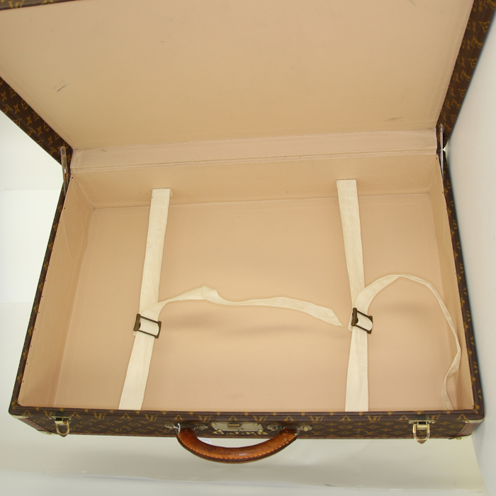 Maleta rígida Louis Vuitton Bisten en lona Monogram y fibra vulcanizada marrón - Detail D3
