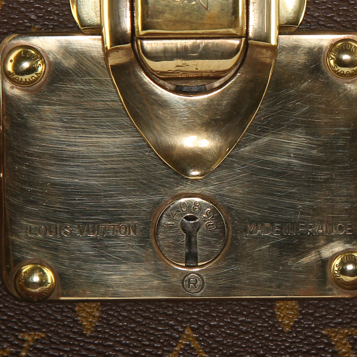 Louis Vuitton Bisten rigid suitcase in monogram canvas and brown lozine (vulcanised fibre) - Detail D4