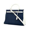 Hermes Kelly 35 cm handbag in blue and white togo leather - 00pp thumbnail