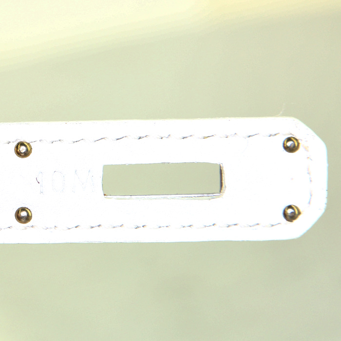 Sac à main Hermes Kelly 35 cm en cuir togo bleu et blanc - Detail D5