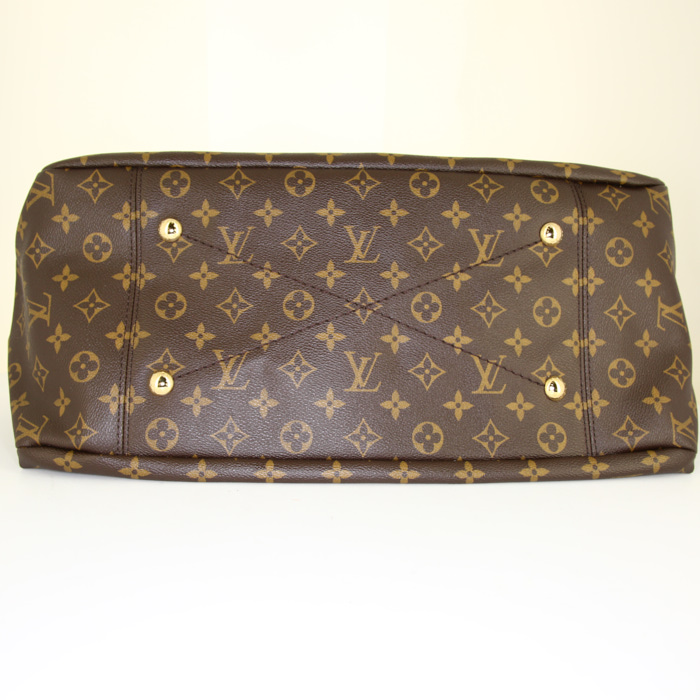 Borsa Louis Vuitton Artsy modello medio in tela monogram cerata marrone e pelle naturale - Detail D4