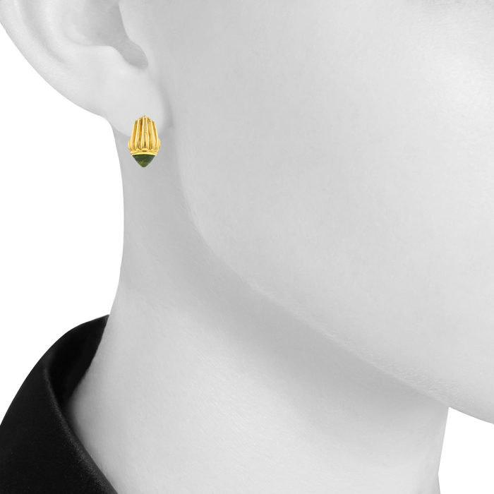 Paire de boucles d'oreilles époque années 80 Bulgari en or jaune et péridots - Detail D1