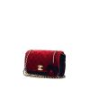 Chanel Timeless shoulder bag in red, black and navy blue tricolor quilted velvet - 00pp thumbnail