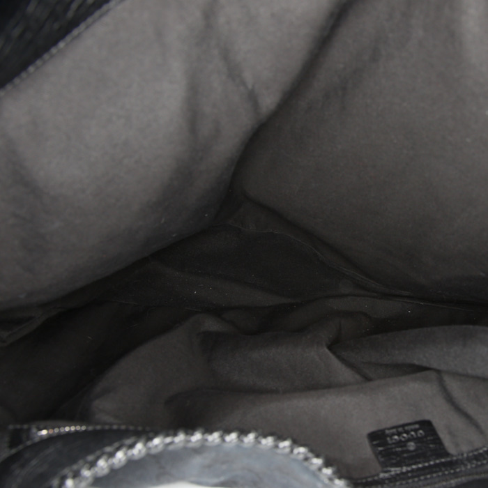 Sac cabas Gucci Mors en toile monogram noire et cuir noir - Detail D2