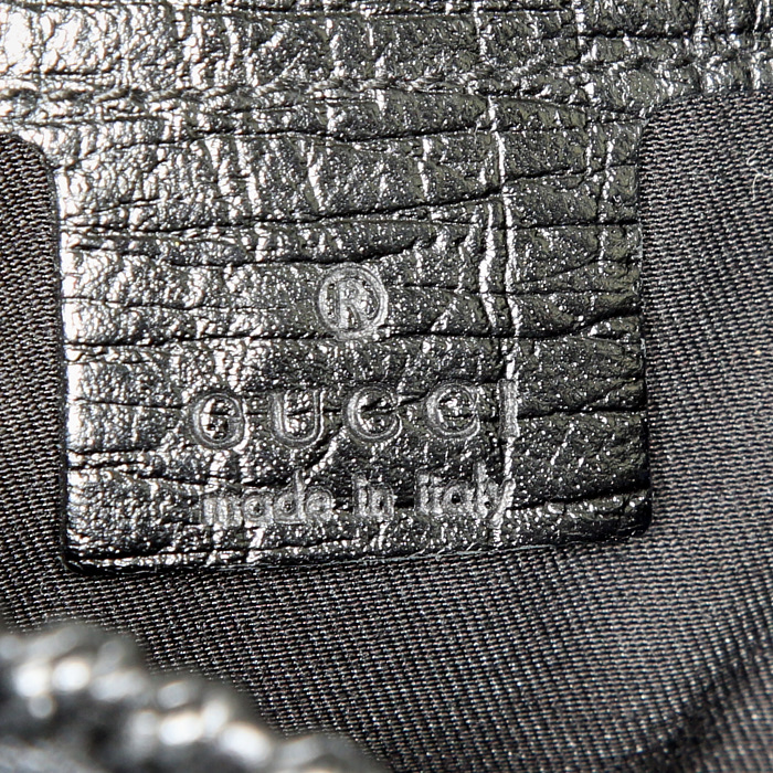Sac cabas Gucci Mors en toile monogram noire et cuir noir - Detail D3