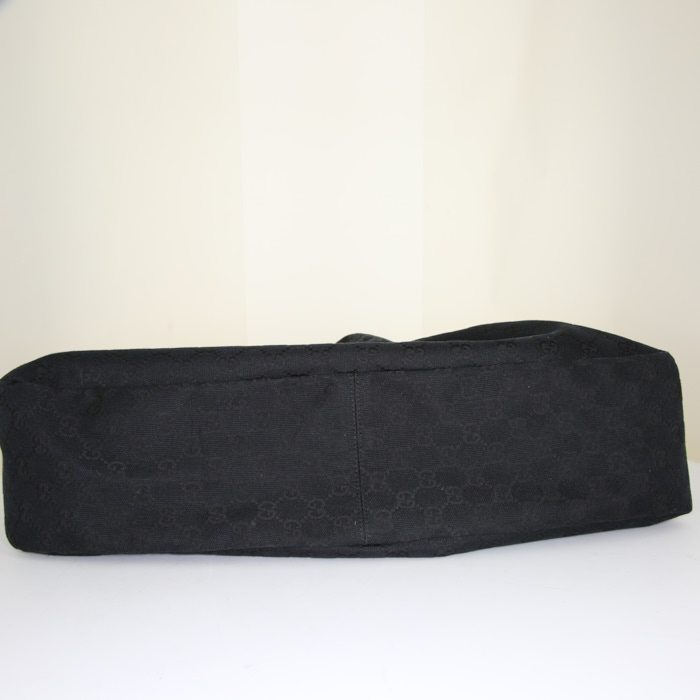 Sac cabas Gucci Mors en toile monogram noire et cuir noir - Detail D5