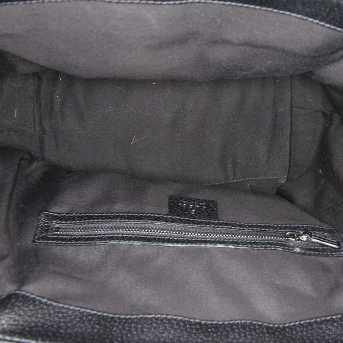 Bolso de mano Gucci en lona negra y cuero negro - Detail D2