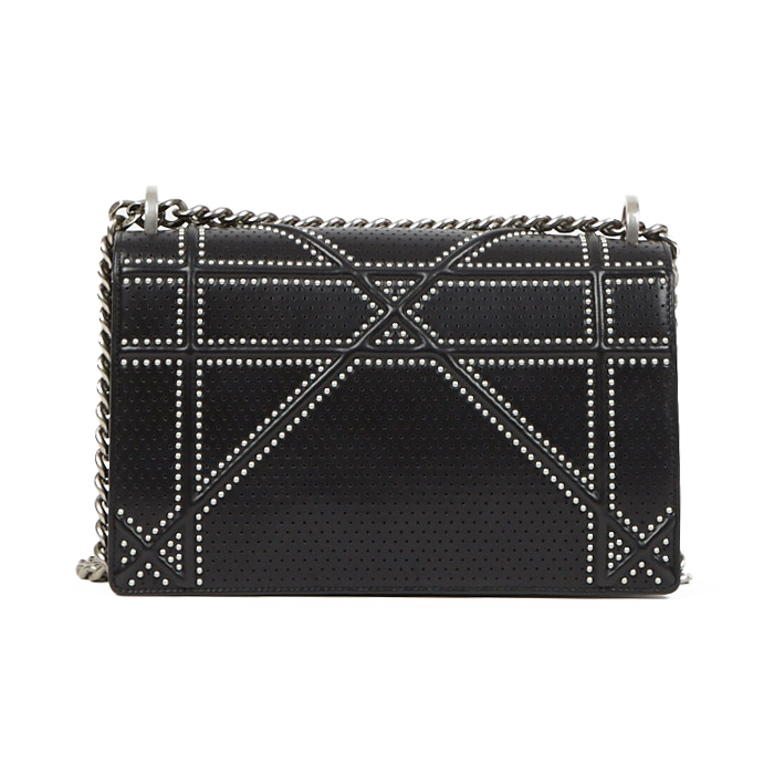 Borsa a tracolla Dior Diorama in pelle nera con motivo forato - Detail D2