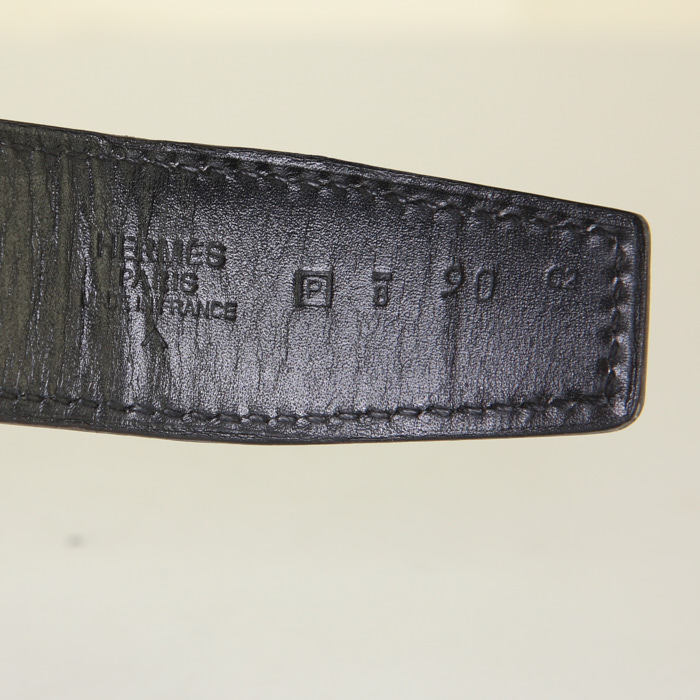 Cinturón Hermès Ceinture H en cocodrilo azul - Detail D1