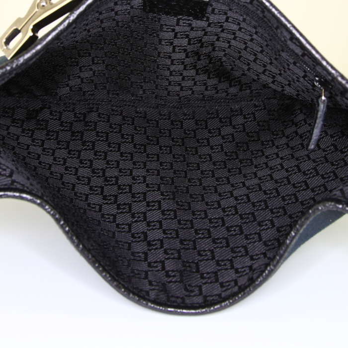 Bolso de mano Gucci Jackie en lona negra y cuero negro - Detail D2