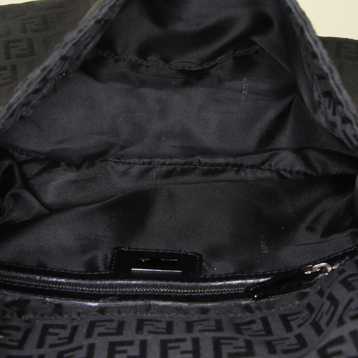 Fendi Big Mama handbag in black monogram canvas and black leather - Detail D2