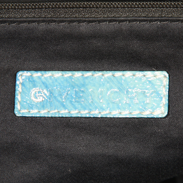 Borsa Givenchy Nightingale modello grande in pelle verniciata blu - Detail D4