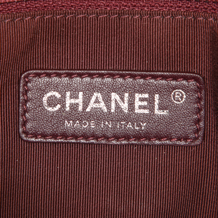 Sac bandoulière Chanel Mademoiselle en cuir noir et tweed marron - Detail D4