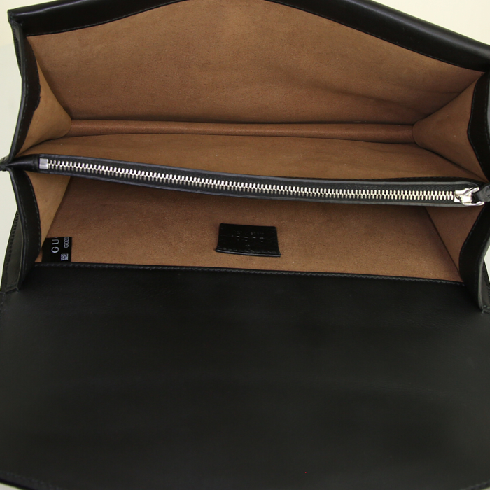 Borsa Gucci Dionysus in tela monogram con motivo e pelle nera - Detail D3