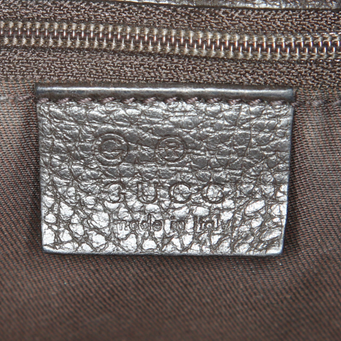 Sac cabas Gucci en toile monogram et cuir marron - Detail D3