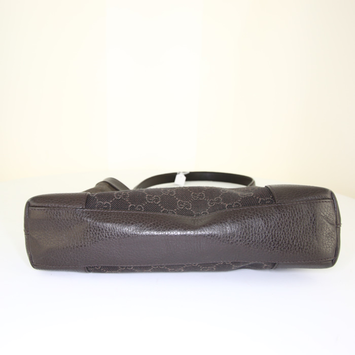 Sac cabas Gucci en toile monogram et cuir marron - Detail D4