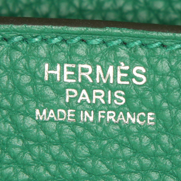 Borsa Hermes Birkin 30 cm in pelle togo verde - Detail D3