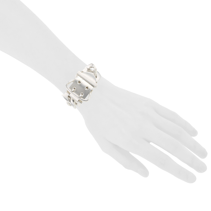 Hermès Boucle Sellier size XL bracelet in silver - Detail D1