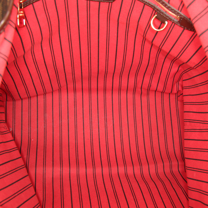 Sac porté épaule Louis Vuitton Graceful petit modèle en toile damier et cuir marron - Detail D2