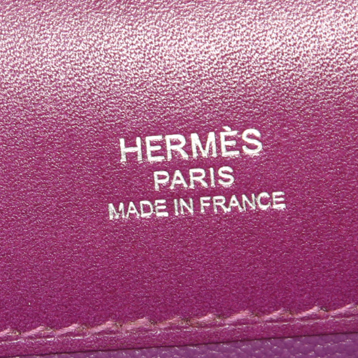Pochette Hermès Kelly Cut in pelle box viola Anemone - Detail D3