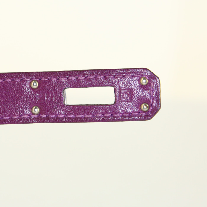 Hermès Kelly Cut pouch in purple Anemone box leather - Detail D4