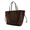 Shopping bag Louis Vuitton Neverfull modello medio in tela cerata con motivo a scacchi e pelle marrone - 00pp thumbnail