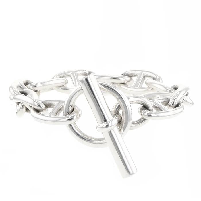 Hermès Bracciale Chaîne d'Ancre Argento 54g Buono Stato Hermès Bracciale Chaîne d'Ancre Argento 54g Buono Stato