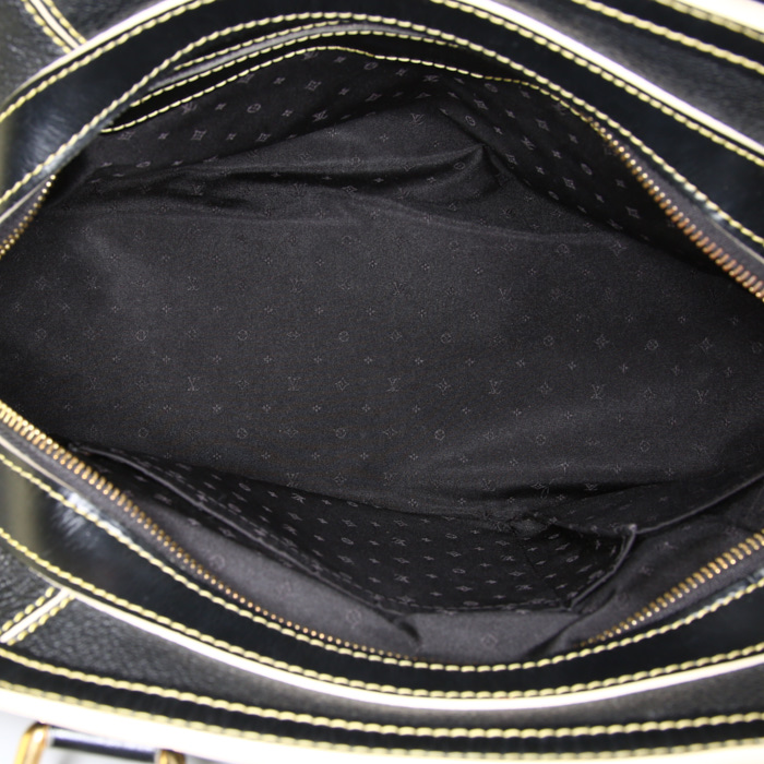 Sac à main Louis Vuitton Le Radieux en cuir taiga noir et cuir verni noir - Detail D2