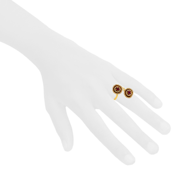 Boucheron Exquises confidences ring in yellow gold,  diamonds and ruby - Detail D1