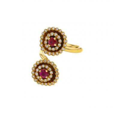 Boucheron Exquises confidences ring in yellow gold,  diamonds and ruby Boucheron Exquises confidences ring in yellow gold,  diamonds and ruby