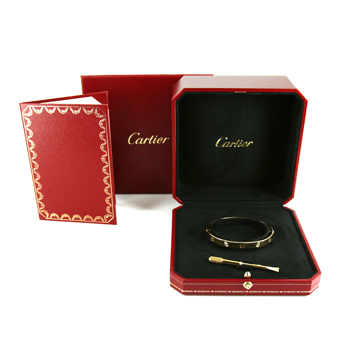 Bracelet Cartier Love 4 diamants en or jaune et diamants, taille 16 - Detail D2
