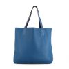Shopping bag Hermes Double Sens in pelle togo blu marino e blu - 360 thumbnail