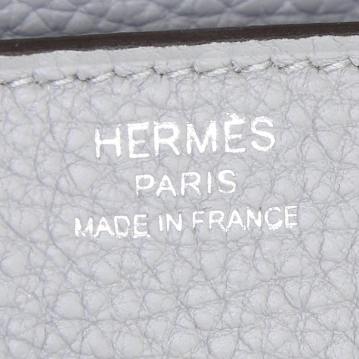 Bolso de mano Hermes Birkin 25 cm en cuero togo gris - Detail D3