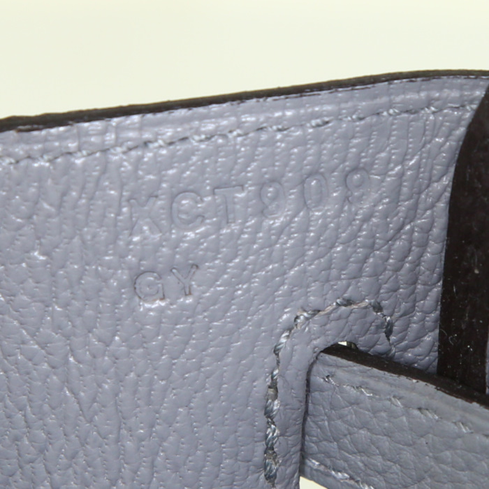 Borsa Hermes Birkin 25 cm in pelle togo grigia - Detail D4