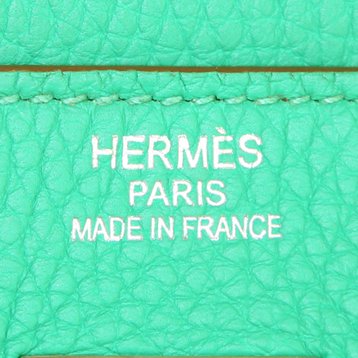 Bolso de mano Hermes Birkin 40 cm en cuero togo verde Bamboo - Detail D3