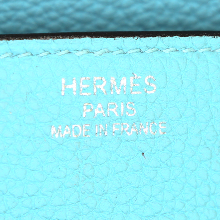 Hermes Birkin 35 cm handbag in blue Saint Cyr togo leather - Detail D3