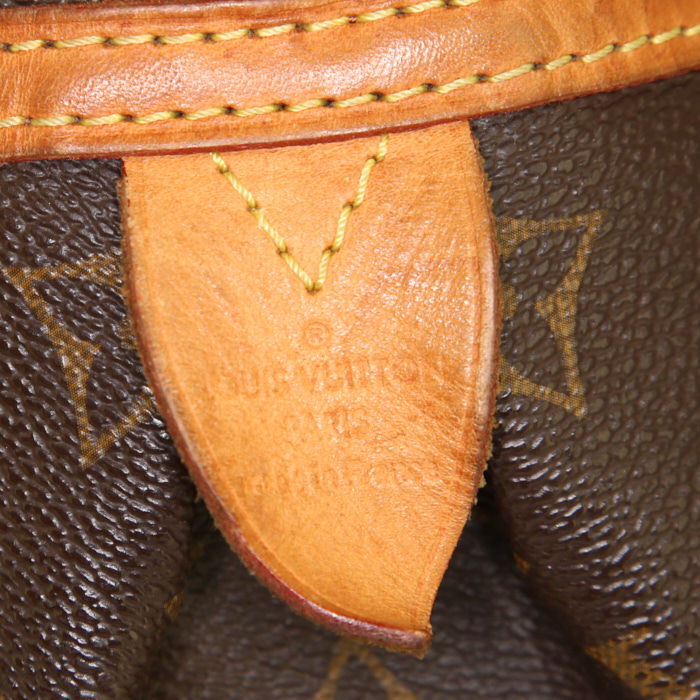 Bolso de mano Louis Vuitton Montorgueil en lona Monogram revestida marrón y cuero natural - Detail D3
