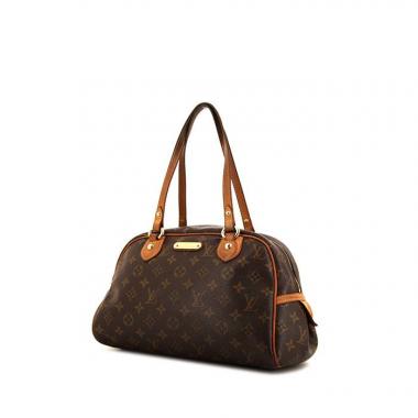 Bolso de mano Louis Vuitton Montorgueil en lona Monogram revestida marrón y cuero natural